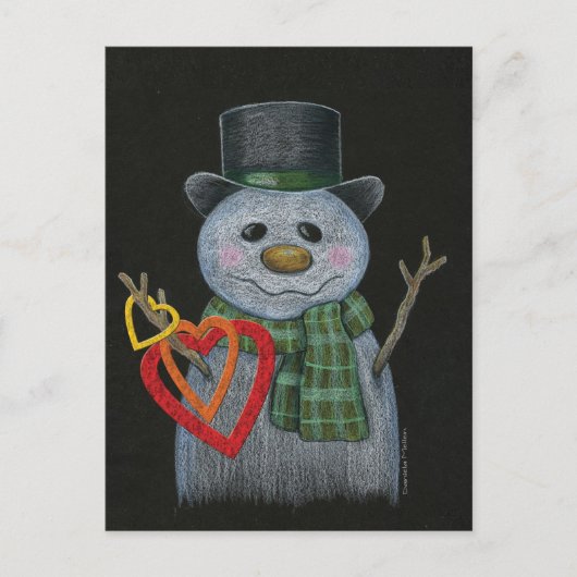 Snowman Holding Hearts Briefkaart (Voorkant)