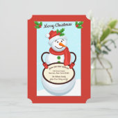 Snowman Holding Sign Moving Holiday Card Kaart (Staand voorkant)