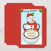 Snowman Holding Sign Moving Holiday Card Kaart (Voorkant / Achterkant)