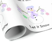Snowman Holding Snowflakes Cadeaupapier (Rol Hoek)