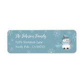 Snowman Holiday Blue Return Address Labels (Voorkant)