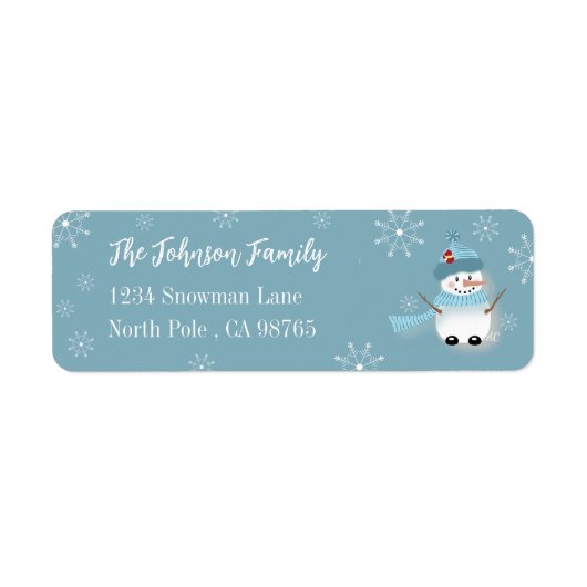 Snowman Holiday Blue Return Address Labels (Voorkant)