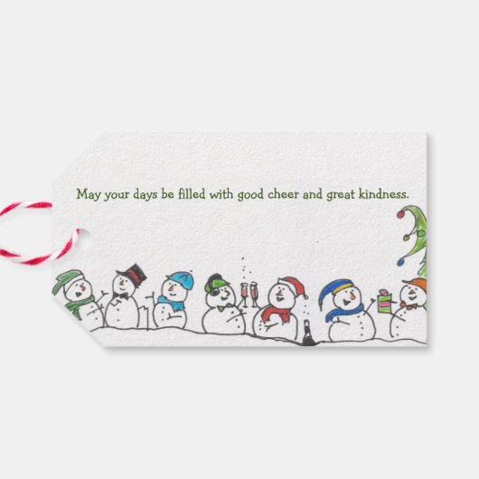 Snowman Holiday Cadeaulabel (Achterkant Horizontaal)