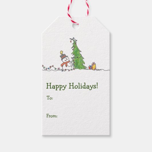 Snowman Holiday Cadeaulabel (Voorkant)