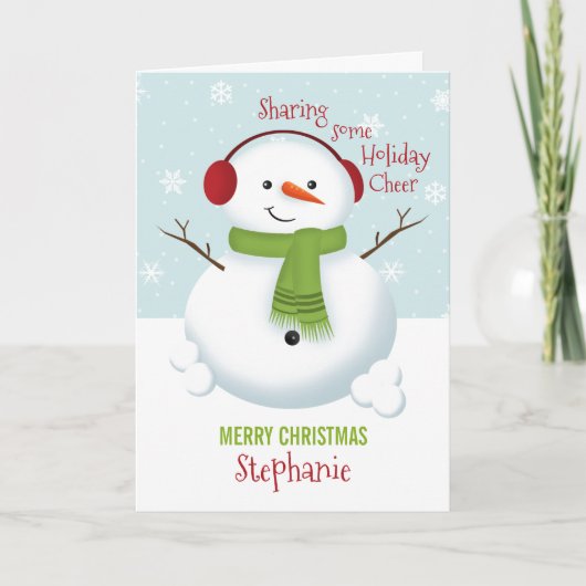 Snowman Holiday Cheer Feestdagen Kaart (Voorkant)