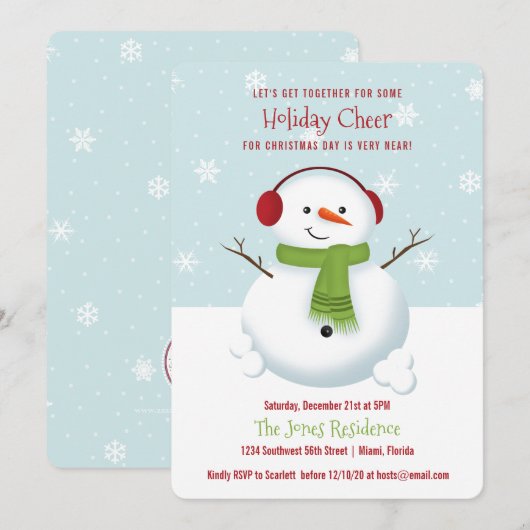 Snowman Holiday Cheer Kaart (Voorkant / Achterkant)