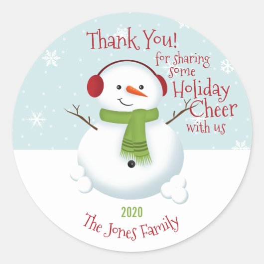 Snowman Holiday Cheer Ronde Sticker (Voorkant)