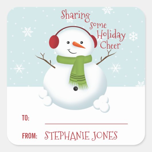 Snowman Holiday Cheer Vierkante Sticker (Voorkant)