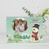 Snowman Holiday-fotokaart Feestdagenkaart (Staand voorkant)