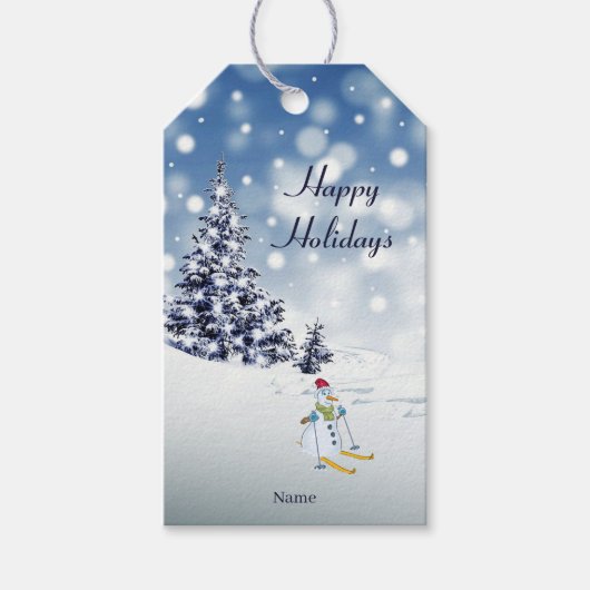 Snowman Holiday Gift Label Cadeaulabel (Voorkant)