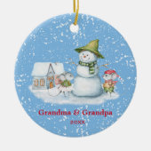 Snowman Holiday Grandma Grandpa Keramisch Ornament (Voorkant)