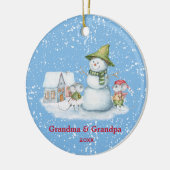 Snowman Holiday Grandma Grandpa Keramisch Ornament (Links)