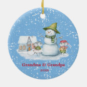 Snowman Holiday Grandma Grandpa Keramisch Ornament (Achterkant)