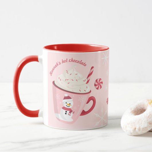 Snowman Holiday Hot Chocolate Mok  (Met donut)