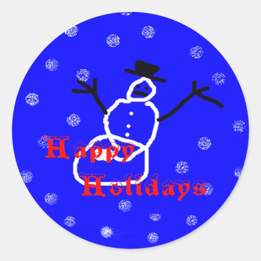 Snowman Holiday Kerst stickers Ronde Sjabloon (Voorkant)