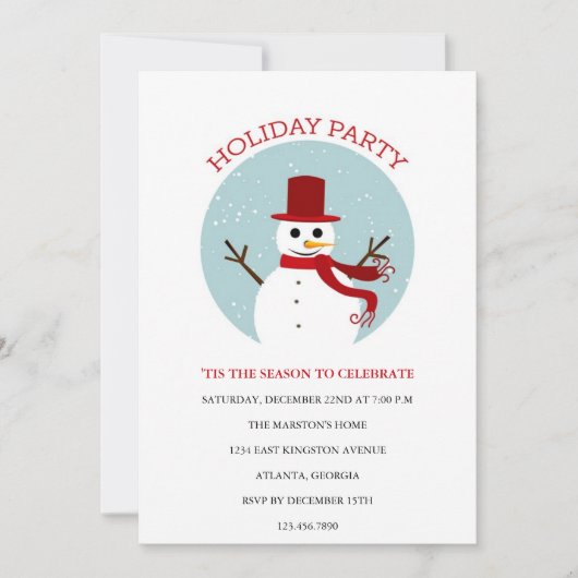 Snowman Holiday/Kerstfeest Uitnodiging (Voorkant)