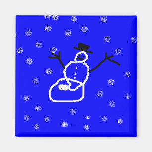 Snowman Holiday Kerstmis Magnet - Kunst door kinde