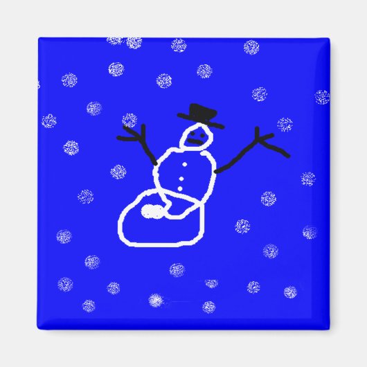 Snowman Holiday Kerstmis Magnet - Kunst door kinde (Voorkant)