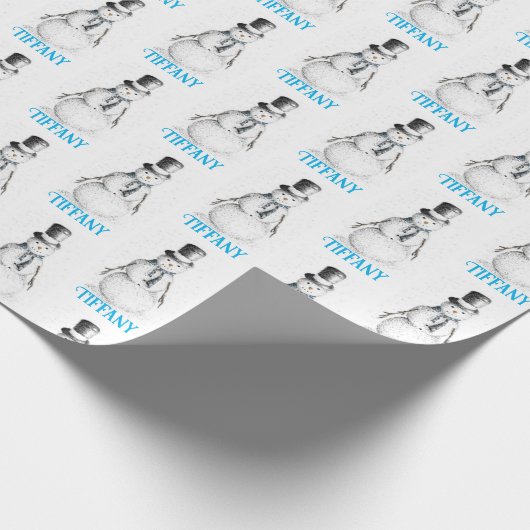 Snowman Holiday Kerstmis op maat Cadeaupapier (Hoek)