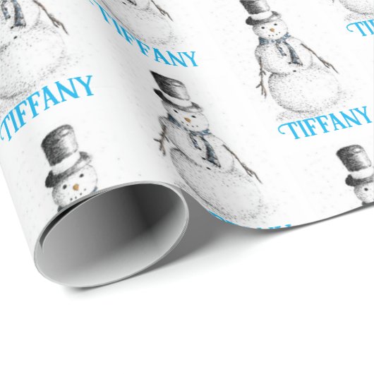 Snowman Holiday Kerstmis op maat Cadeaupapier (Rol Hoek)