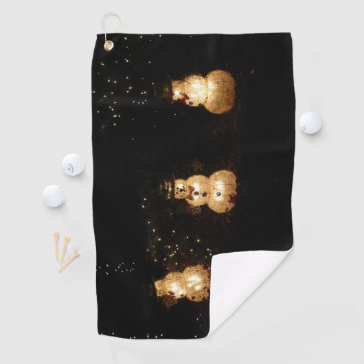 Snowman Holiday Light Display Golfhanddoek (Insitu)