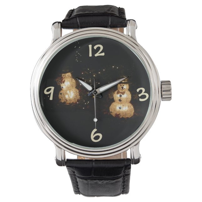 Snowman Holiday Light Display Horloge (Voorkant)
