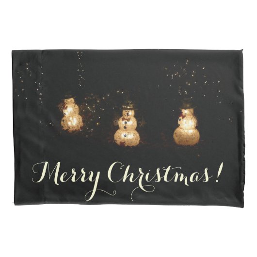 Snowman Holiday Light Display Kussensloop (Voorkant)