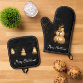 Snowman Holiday Light Display Ovenwant & Pannenlap Set (Top down)