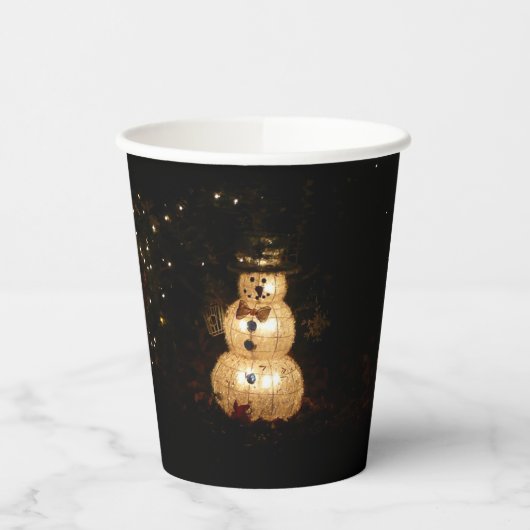 Snowman Holiday Light Display Papieren Bekers (Links)