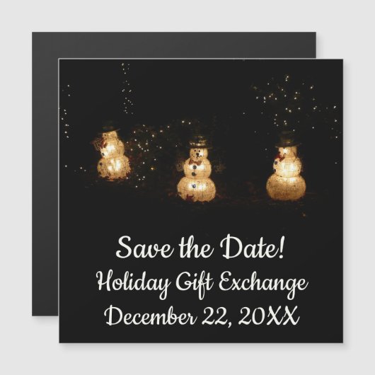 Snowman Holiday Light Display Save the Date (Voorkant / Achterkant)
