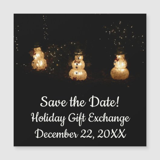 Snowman Holiday Light Display Save the Date (Voorkant)