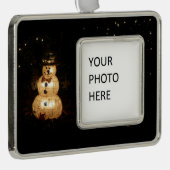 Snowman Holiday Light Display Verzilverd Omlijst Ornament (Rechts)