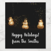Snowman Holiday Light Display Wijn Etiket (Enkel label)