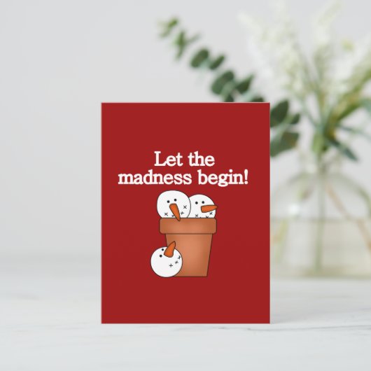 Snowman Holiday Madness T-shirts en cadeautjes Feestdagenkaart (Staand voorkant)