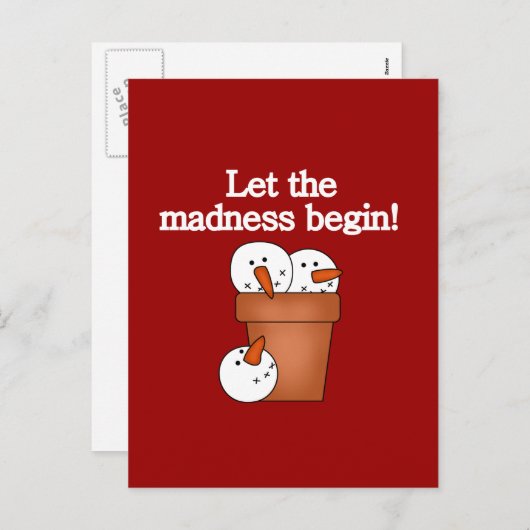 Snowman Holiday Madness T-shirts en cadeautjes Feestdagenkaart (Voorkant / Achterkant)