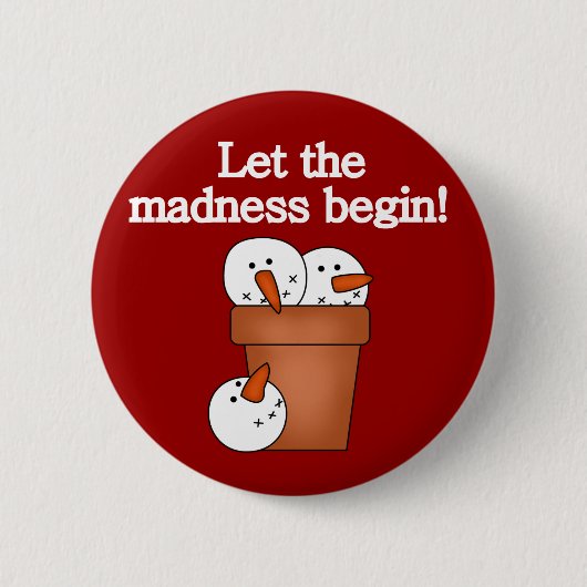 Snowman Holiday Madness T-shirts en cadeautjes Ronde Button 5,7 Cm (Voorkant)