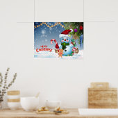 Snowman Holiday met feestelijke feestelijke feestd Poster (Keuken)
