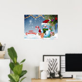 Snowman Holiday met feestelijke feestelijke feestd Poster (Thuiskantoor)