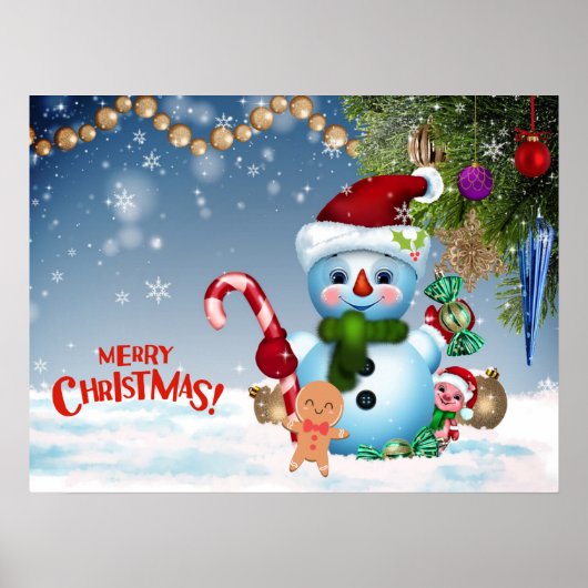 Snowman Holiday met feestelijke feestelijke feestd Poster (Voorkant)