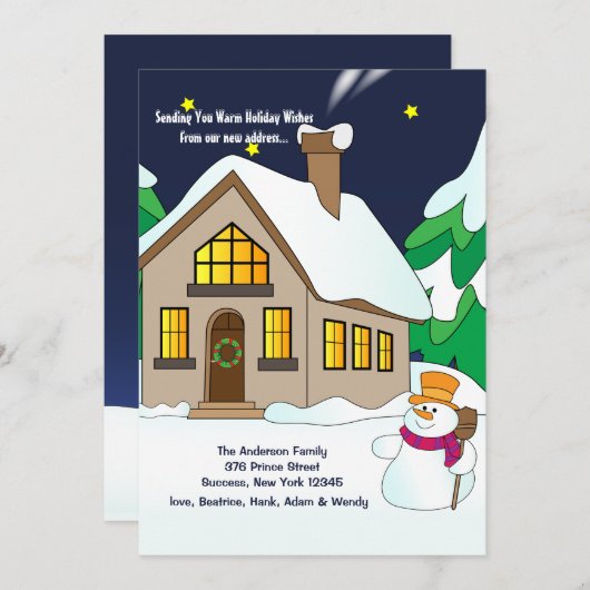 Snowman Holiday Moving Announter Feestdagenkaart (Voorkant / Achterkant)