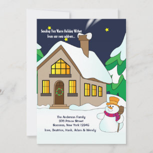 Snowman Holiday Moving Announter Feestdagenkaart