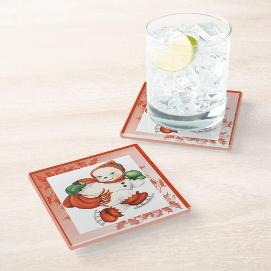  Snowman Holiday Onderzetters (Schuin)