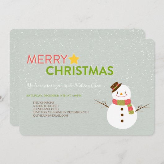 Snowman Holiday Party: glimlachen Kaart (Voorkant / Achterkant)