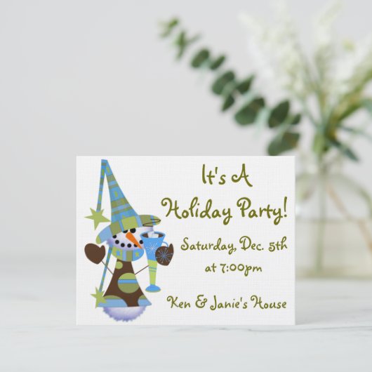 Snowman Holiday Party Kaart (Staand voorkant)