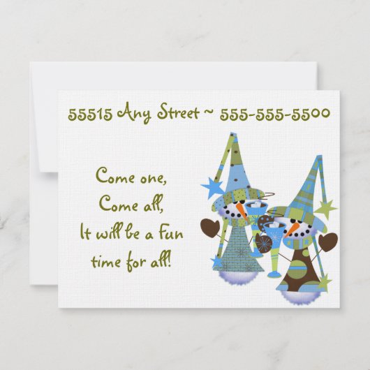 Snowman Holiday Party Kaart (Achterkant)