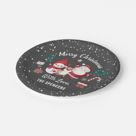Snowman Holiday Party Merry kerst Papieren Bordje (Gekanteld)