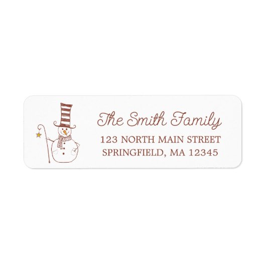 Snowman Holiday Return Address Label (Voorkant)