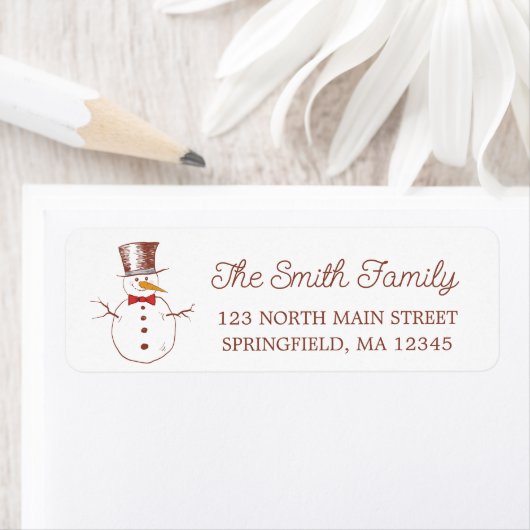 Snowman Holiday Return Address Label (Insitu)