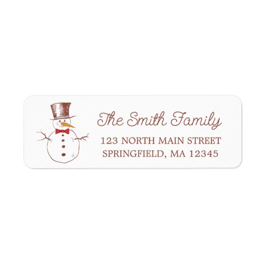 Snowman Holiday Return Address Label (Voorkant)