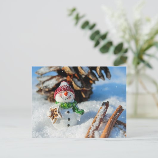 Snowman Holiday Treat Kerstmis Briefkaart (Staand voorkant)